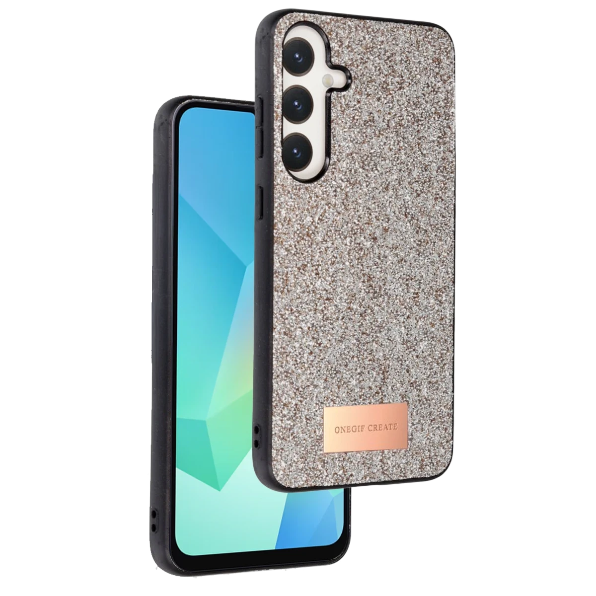 Onegif Samsung Galaxy A56 Bright Simli Kapak - Gold