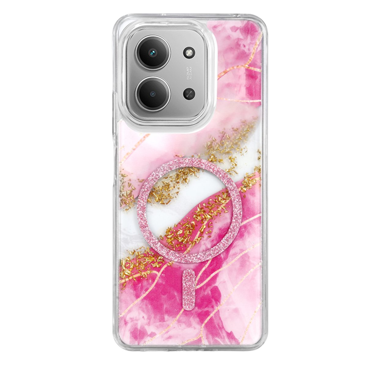 Onegif Xiaomi Redmi 15C 4G Lotus Simli Magsafe Kapak - Pembe