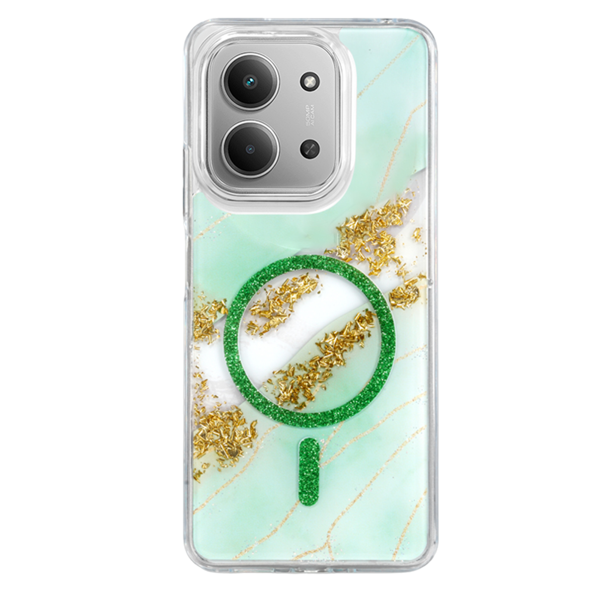 Onegif Xiaomi Redmi 15C 4G Lotus Simli Magsafe Kapak - Yeşil