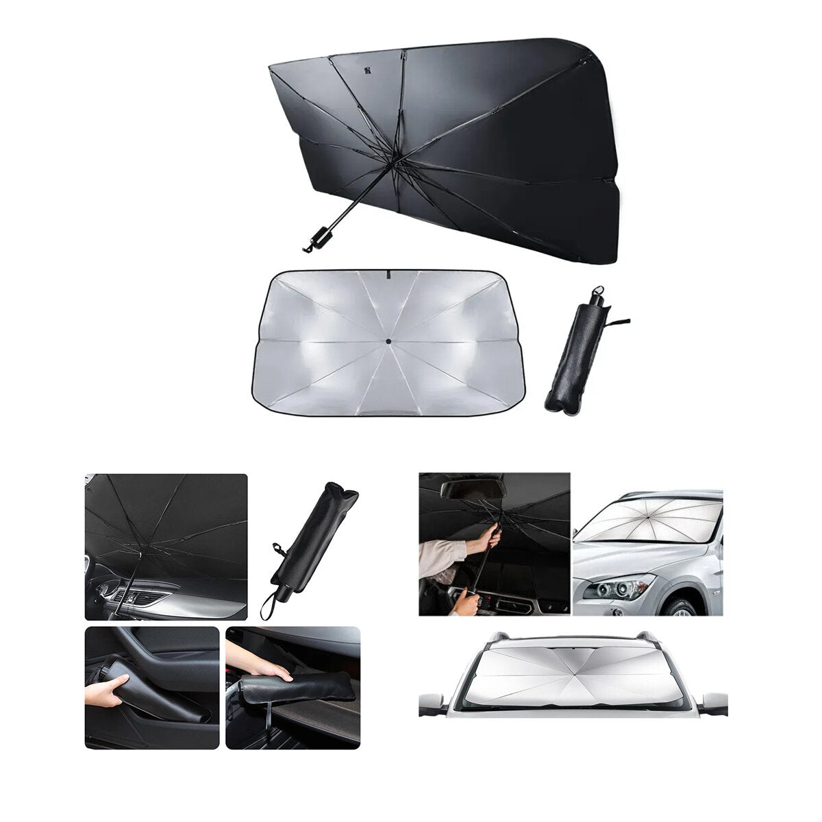 OTO - ARAÇ CAM GÜNEŞLİK ŞEMSİYESİ 10 TELLİ 78X39X130CM (4887)