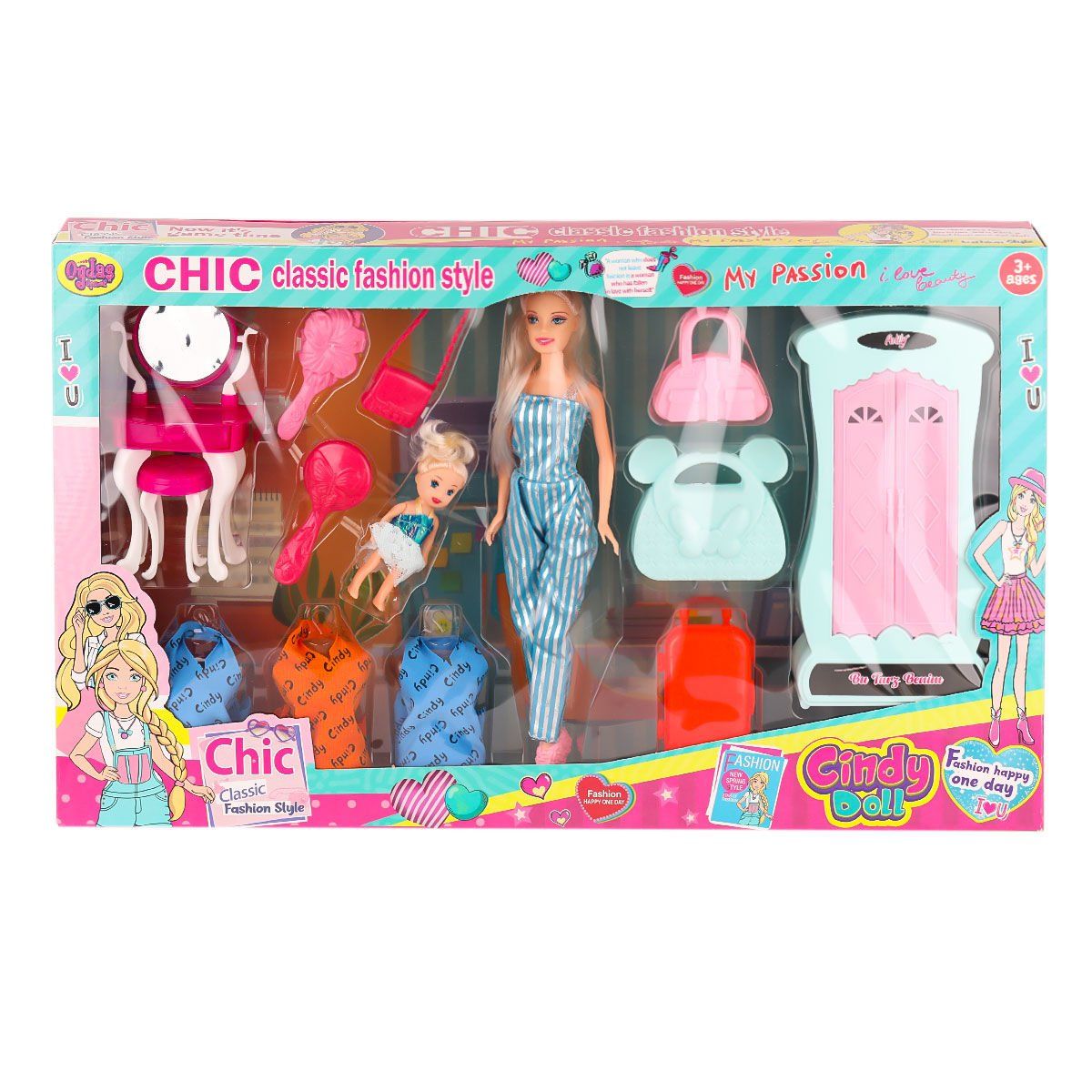 02259 Cindy Doll Dolaplı Bebek Oyun Seti -Oydaş Oyuncak