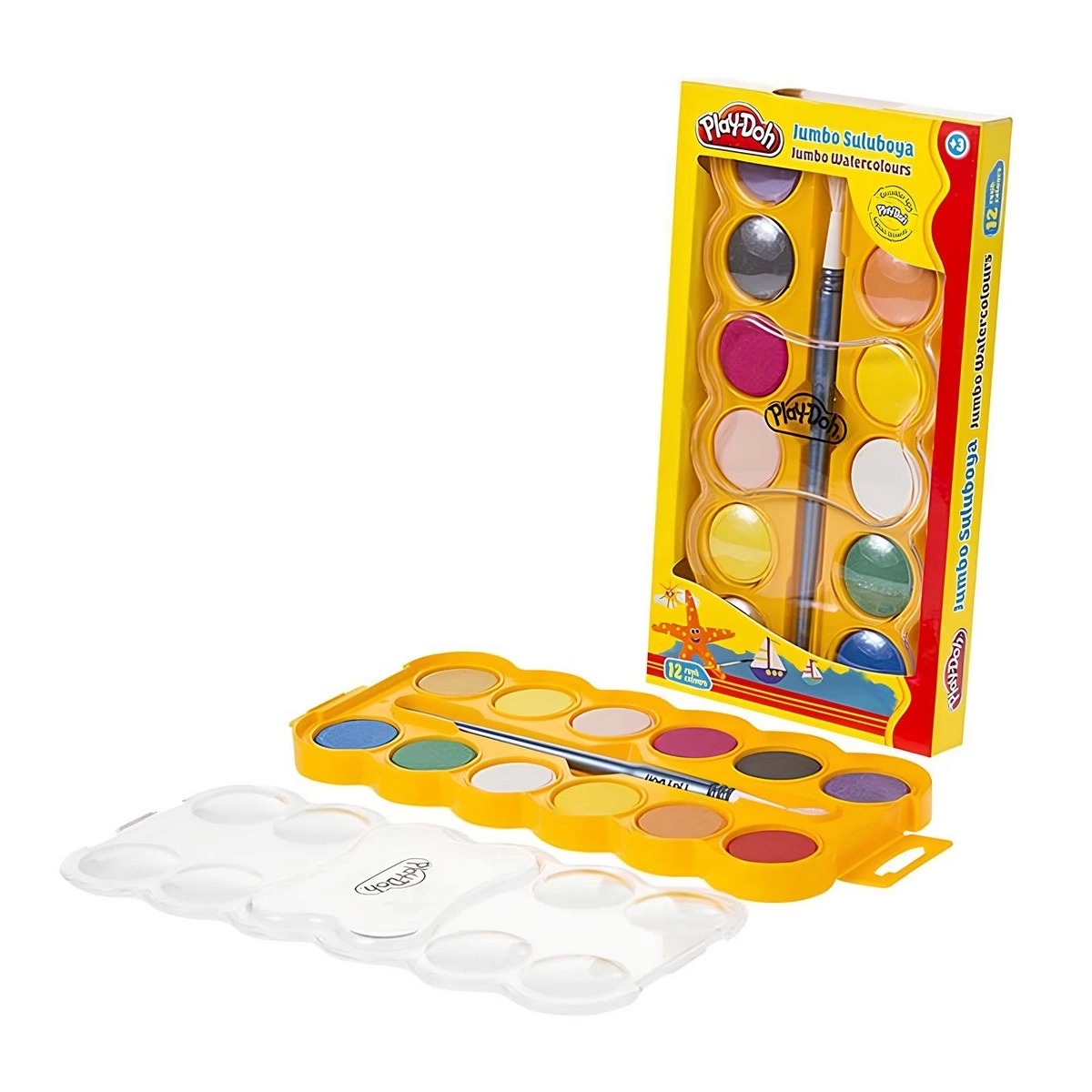 Play-Doh 12 Renk Sulu Boya Jumbo 40 mm PLAY-SU007