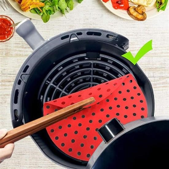 Renkli Isıya Dayanıklı Yıkanılabilir Silikon Fırın Ve Airfryer Yuvarlak Pişirme Matı 23 Cm (4887)