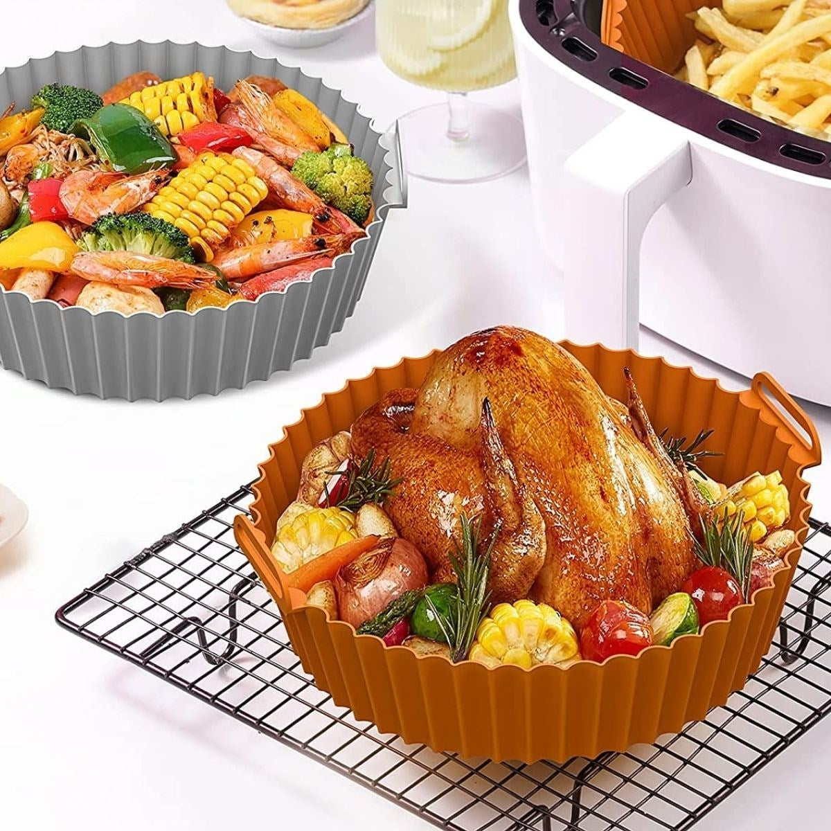 Renkli Isıya Dayanıklı Yıkanılabilir Silikon Fırın Ve Airfryer Yuvarlak Model Pişirme Matı 20 Cm (4887)