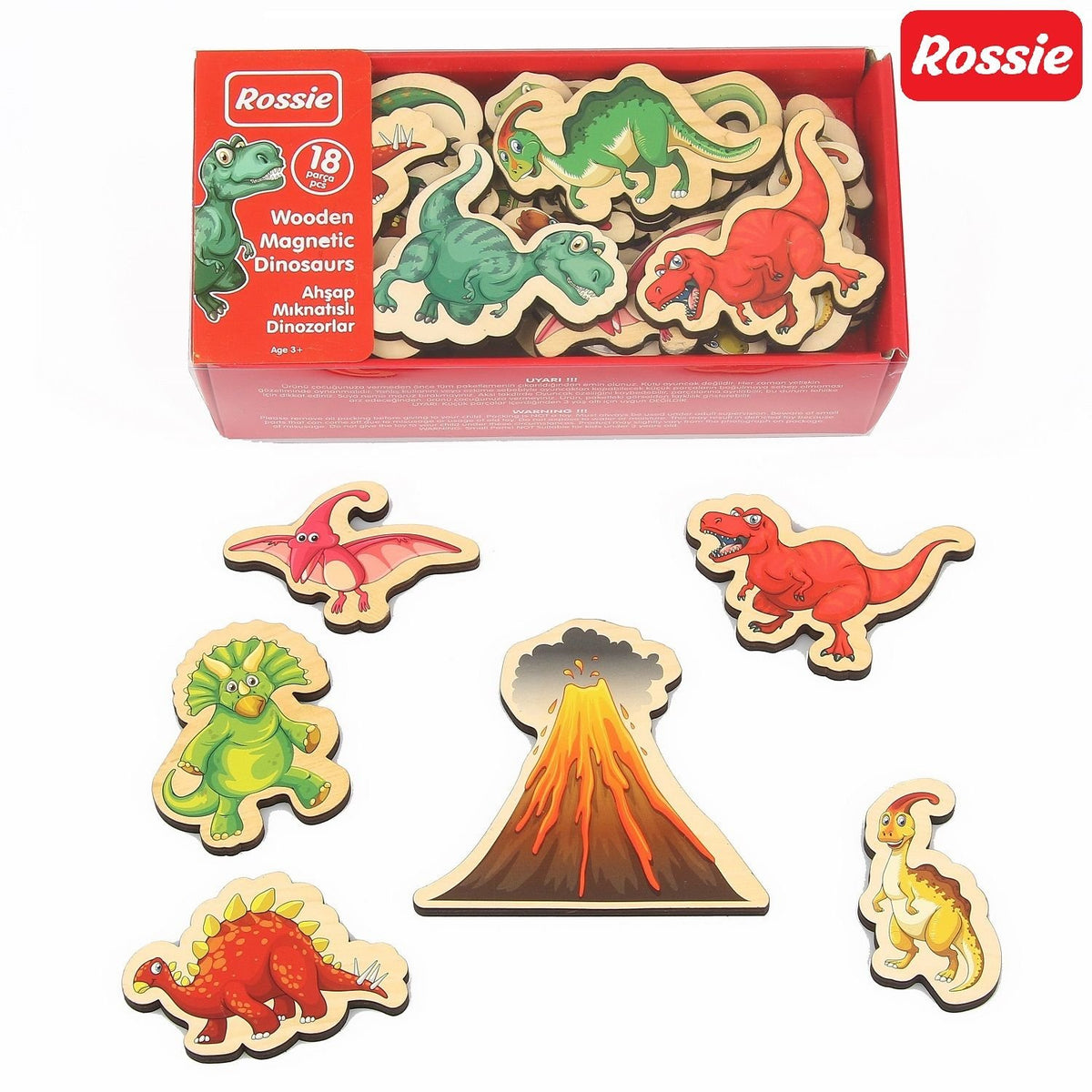 Rossie Mıknatıslı Ahşap Dinozorlar
