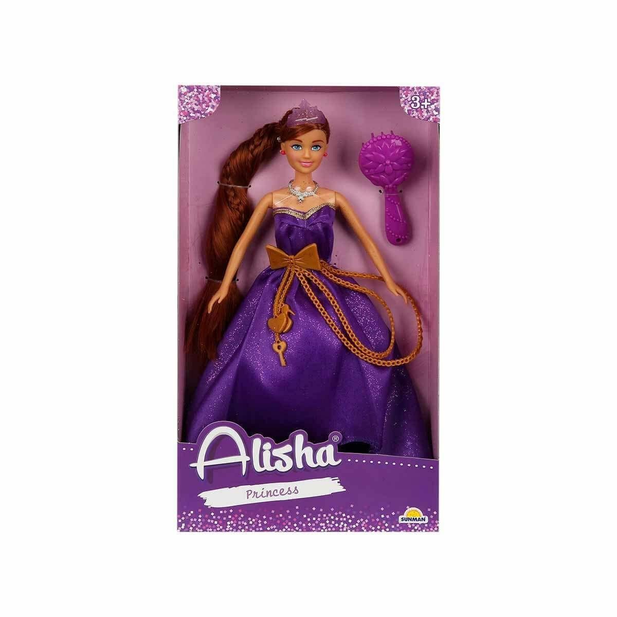 0835 SUN-RST-SIS-MNK Alisha Prenses Uzun Saçlı Aksesuarlı Bebek Set 29 cm 3renk -Sunman