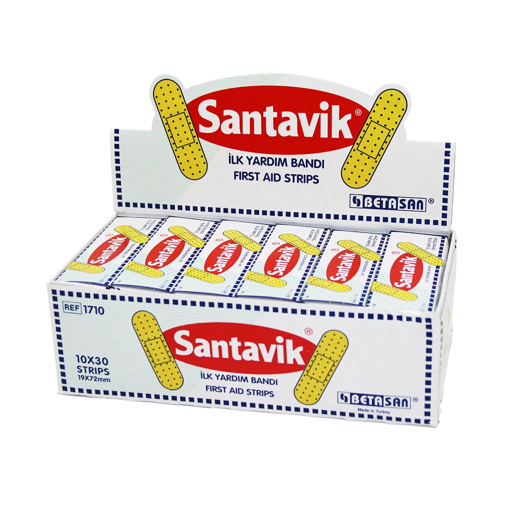 SANTAVİK 10 x 30 YARA BANTI = 1 KUTU İÇİNDE 300 ADET YARA BANDI VARDIR (4887)