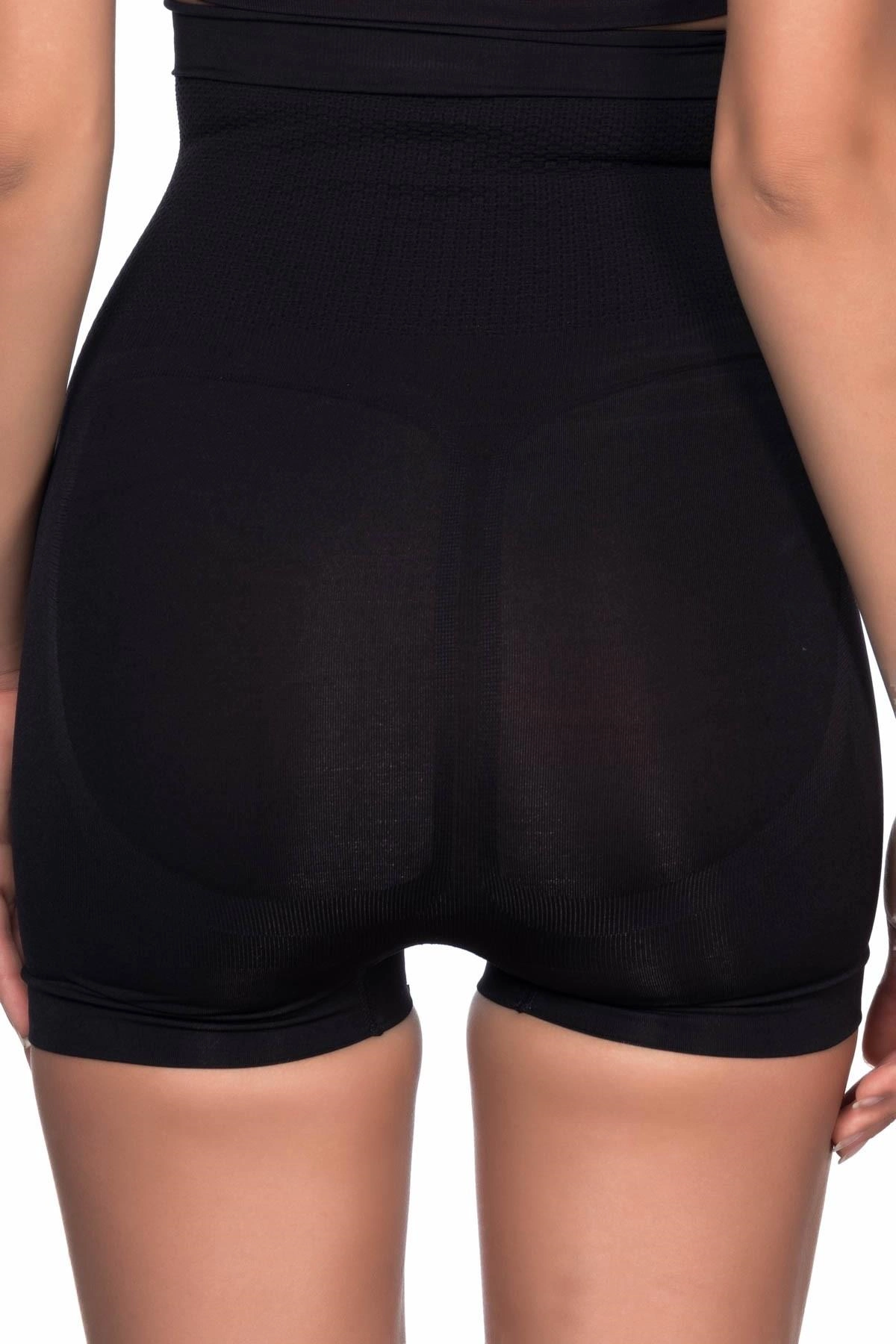 Yüksek Bel Masajlı Boxer Korse - Siyah - KLBN29912