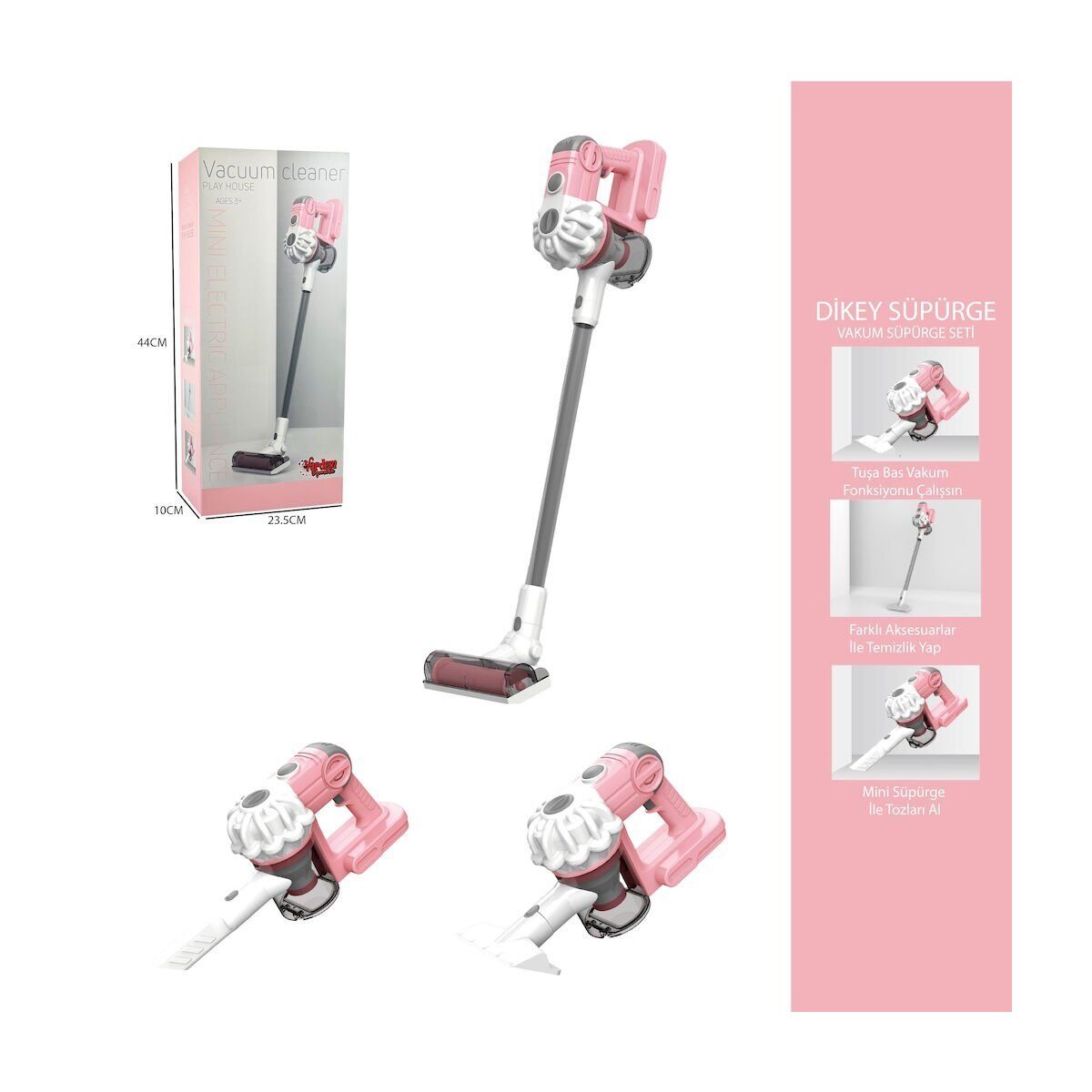 LS8807C - Vardem Dikey Elektrik Süpürgesi Pembe 3 in1 Kapalı Kutu