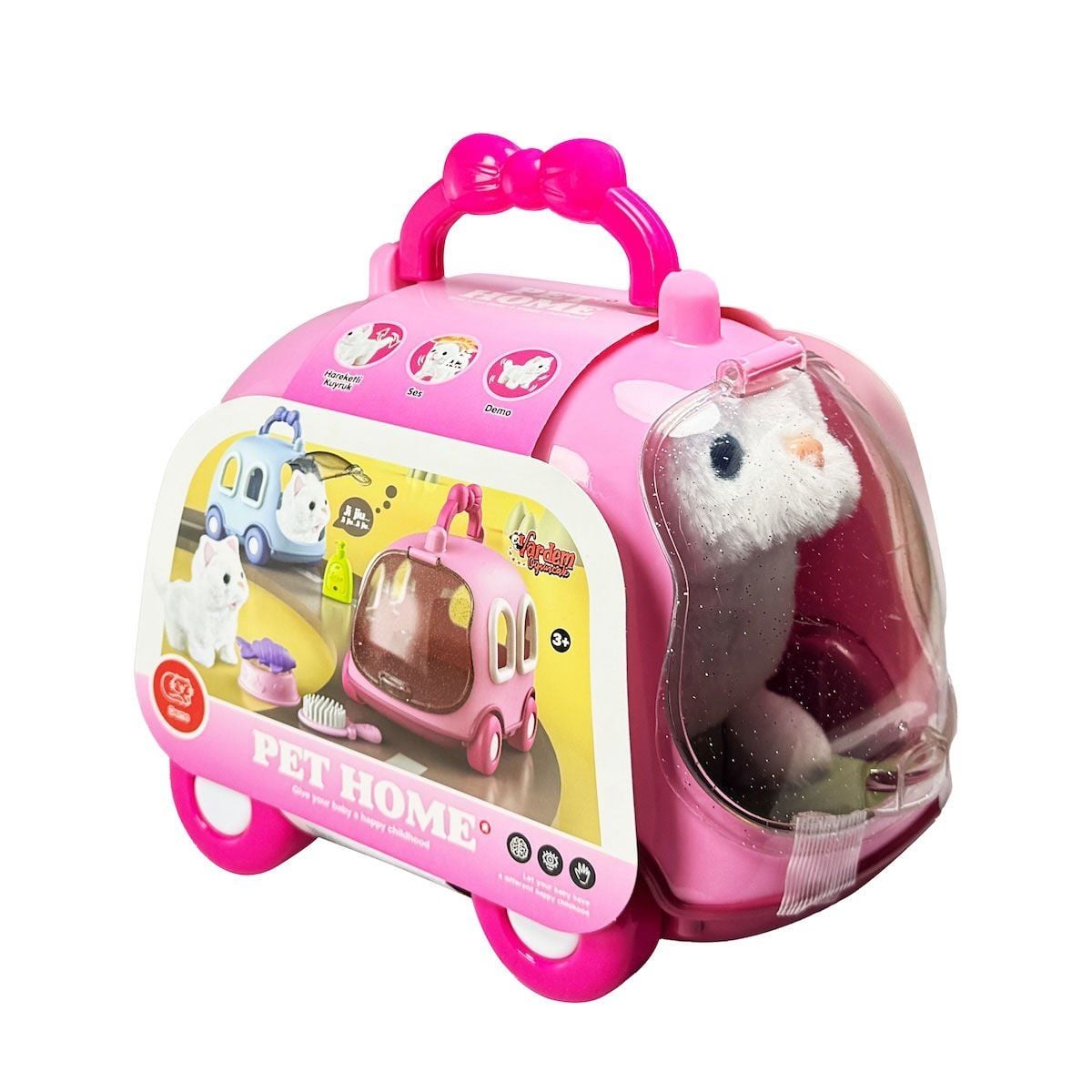 JND-6801 Taşıma Araba Çantalı Hareketli Pilli Kedi Set -Vardem Oyuncak