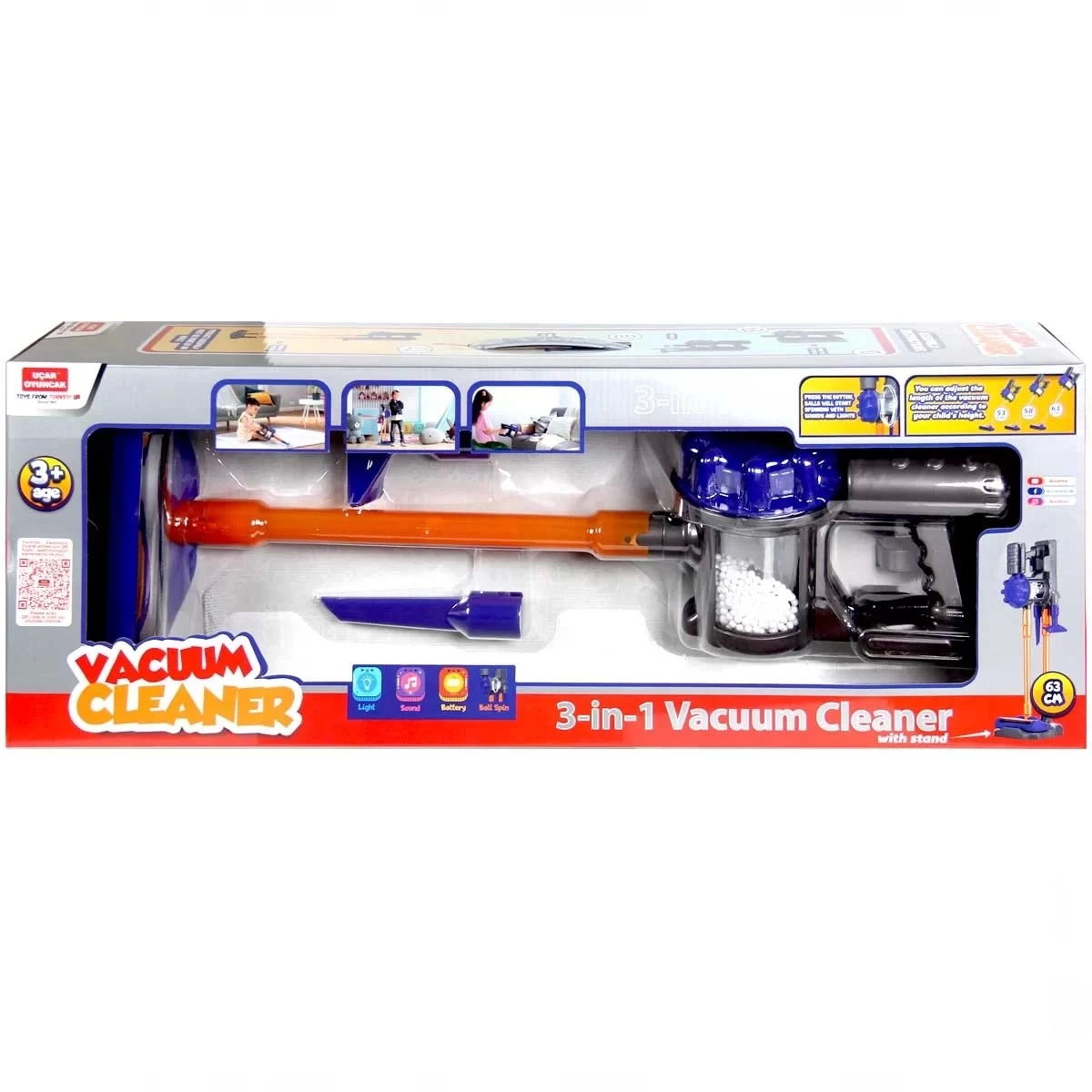 Vacuum Cleaner Pilli Kablosuz Oyuncak Dikey Standlı Elektrik Süpürgesi - 0282U