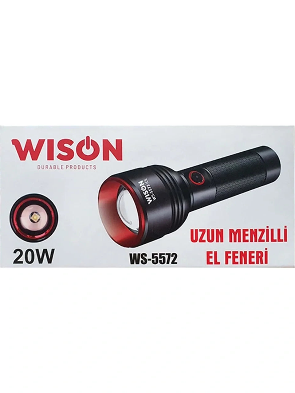 WISON WS-5572 20W Uzun Menzilli Şarjlı Metal El Feneri (4887)