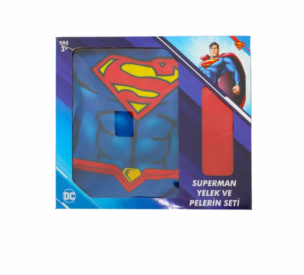Superman Yelek ve Pelerin Kostüm Seti