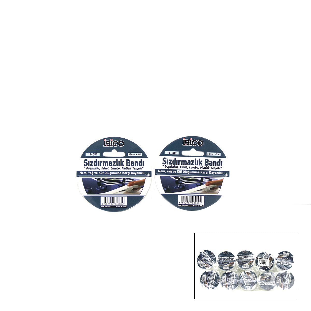 10 ADET 38MMX3MT SU SIZDIRMAZ BANT BEYAZ (4887)