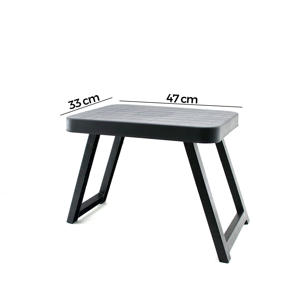 10 ADET KÜÇÜK= 47X33CM KAMP - PİKNİK MASASI SİYAH PLASTİK KATLANABİLİR AYAKLI=38CM (4887)