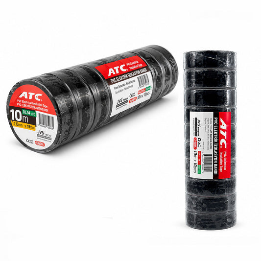 10 ADET LÜX SİYAH PVC İZOLASYON ELEKTRİK BANDI 0.13X19X11YDS 10MM - 1 PAKET GÖNDERİLİR - 1 PAKET İÇİNDE 10 ADET BANT VARDIR (4887)