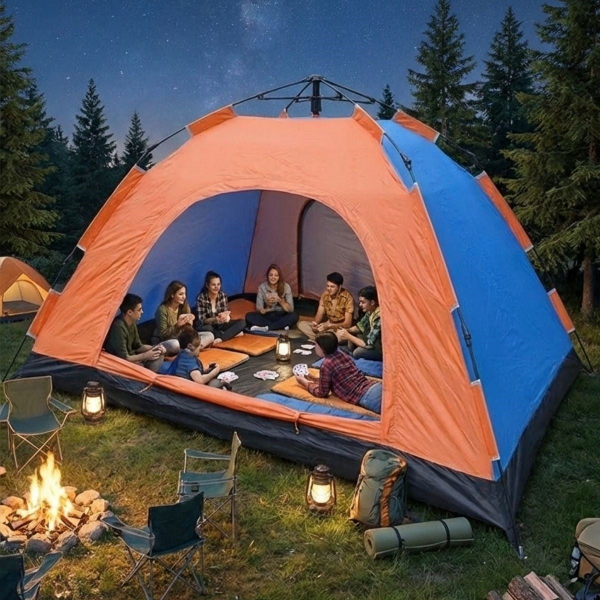 10 Kişilik Otomatik Kurulum Kamp Çadırı – Outdoor , Suya Dayanıklı Hızlı Kurulum Piknik ve Doğa İçin Geniş Aile Çadırı 300x300x170 cm (4887)