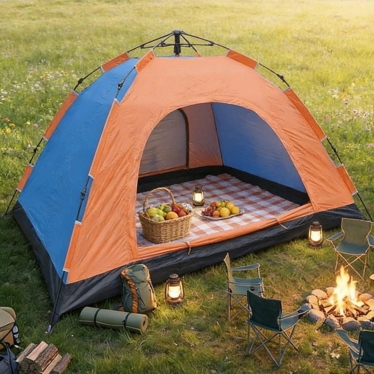 10 Kişilik Otomatik Kurulum Kamp Çadırı – Outdoor , Suya Dayanıklı Hızlı Kurulum Piknik ve Doğa İçin Geniş Aile Çadırı 300x300x170 cm (4887)