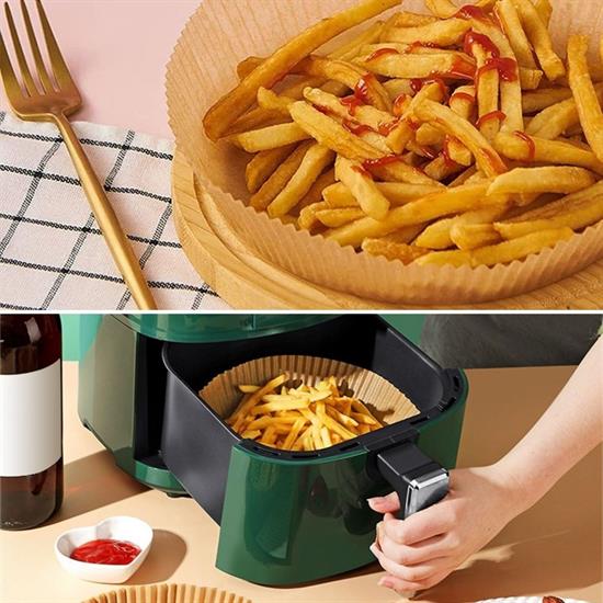 100 Adet  Air Fryer Pişirme Kağıdı Tek Kullanımlık  Yağlı Kağıdı Yuvarlak Tabak Model (4887)