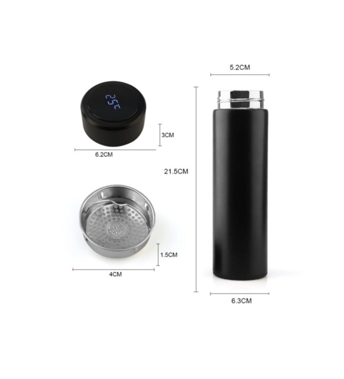 Dijital Sıcaklık Göstergeli Renkli Çelik Termos - 500 ML (4887)