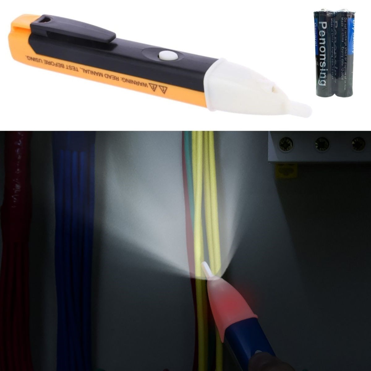 Elektrik Kaçak Dijital Kontrol Kalemi Cihazı -Dedektörlü Temassız Işıklı Kablo Voltaj Test (4887)