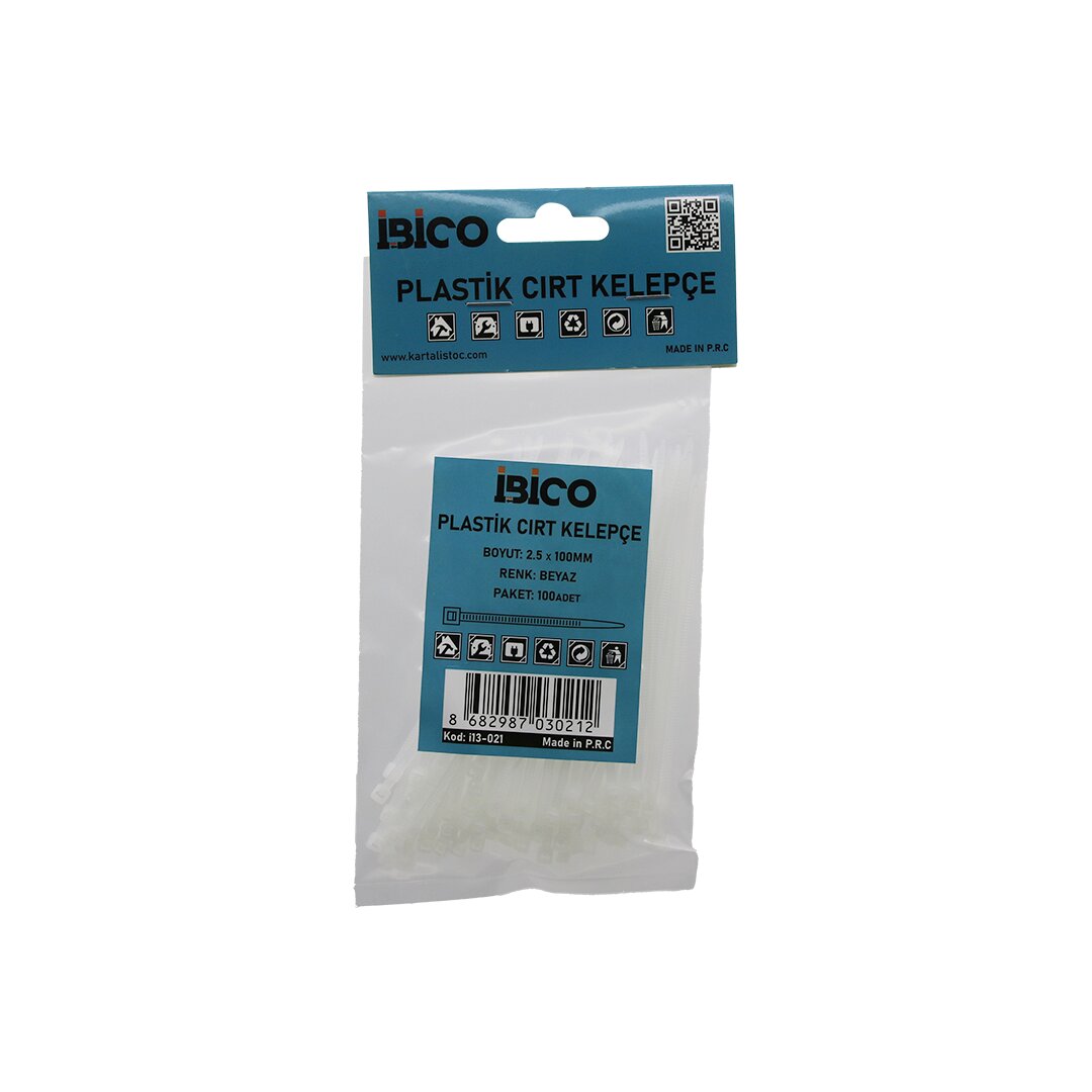 100PCS BEYAZ  2.5X100MM  PLASTİK CIRT KELEPÇE (4887)