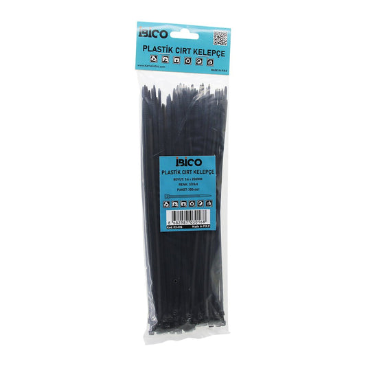 100PCS SİYAH   3.6X250MM  PLASTİK CIRT KELEPÇE (4887)