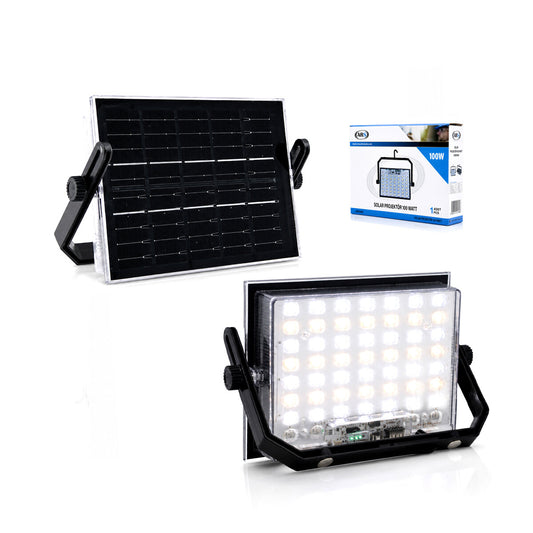 100W GÜNEŞ ENERJİLİ LED IŞIK SOLAR PROJEKTÖR - FENER KAMP - DIŞ MEKAN 3 FARKLI LED IŞIK 348960 LMB (4887)