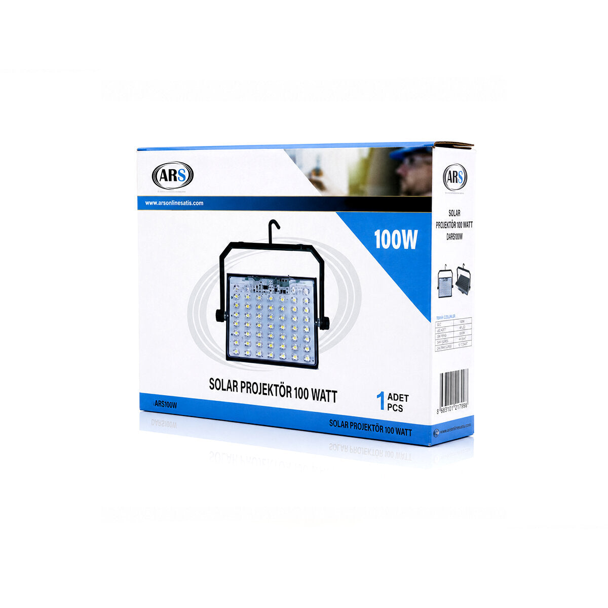 100W GÜNEŞ ENERJİLİ LED IŞIK SOLAR PROJEKTÖR - FENER KAMP - DIŞ MEKAN 3 FARKLI LED IŞIK 348960 LMB (4887)