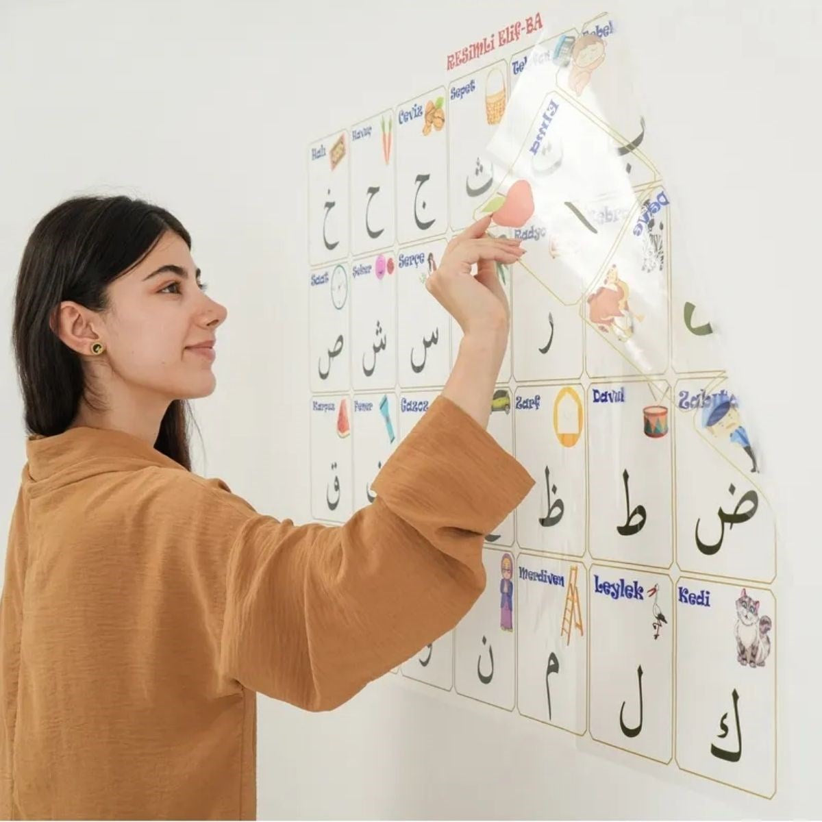 70x100 cm Statik Kağıt Elif-Ba Öğrenme Tahtası (4887)