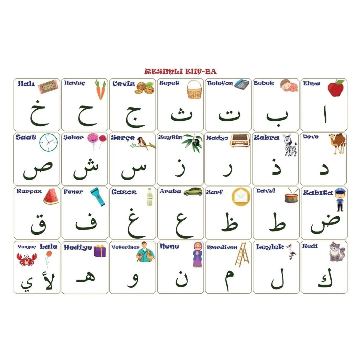 70x100 cm Statik Kağıt Elif-Ba Öğrenme Tahtası (4887)