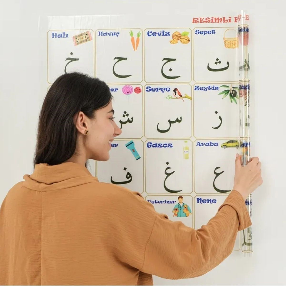 70x100 cm Statik Kağıt Elif-Ba Öğrenme Tahtası (4887)