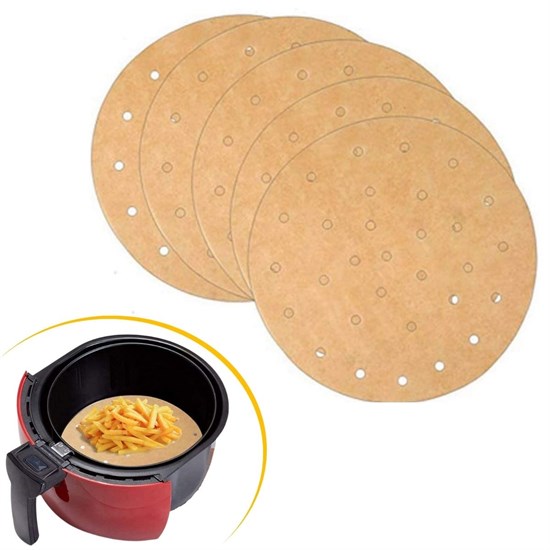 100 Adet  Airfryer Pişirme Kağıdı Tek Kullanımlık Hava Fritözü Yuvarlak Delikli Model (4887)