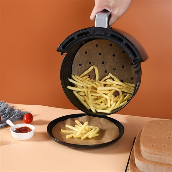 100 Adet  Airfryer Pişirme Kağıdı Tek Kullanımlık Hava Fritözü Yuvarlak Delikli Model (4887)