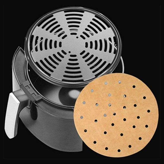 100 Adet  Airfryer Pişirme Kağıdı Tek Kullanımlık Hava Fritözü Yuvarlak Delikli Model (4887)