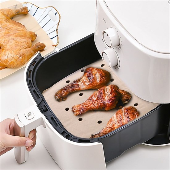 50 Adet Air Fryer Pişirme Kağıdı Tek Kullanımlık Hava Fritöz Yapışmaz Yağlı Kağıt Delikli Model (4887)