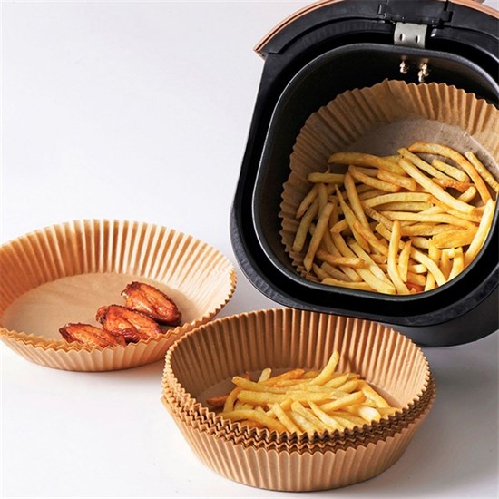 50 Adet Air Fryer Pişirme Kağıdı Tek Kullanımlık Hava Fritöz Yağ Geçirmez Yapışmaz Tabak Model (4887)