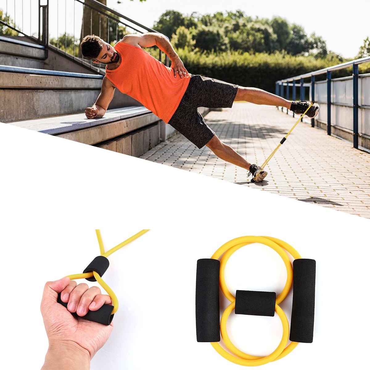 8 Şeklinde Direnç Bandı Yoga Plates Ve Vücut Geliştirme Egzersiz Bandı (4887)