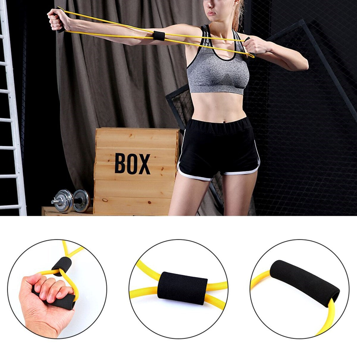 8 Şeklinde Direnç Bandı Yoga Plates Ve Vücut Geliştirme Egzersiz Bandı (4887)