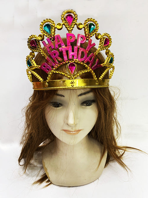 Altın Renk Happy Birthday Yazılı Doğum Günü Tacı 60 cm (4887)