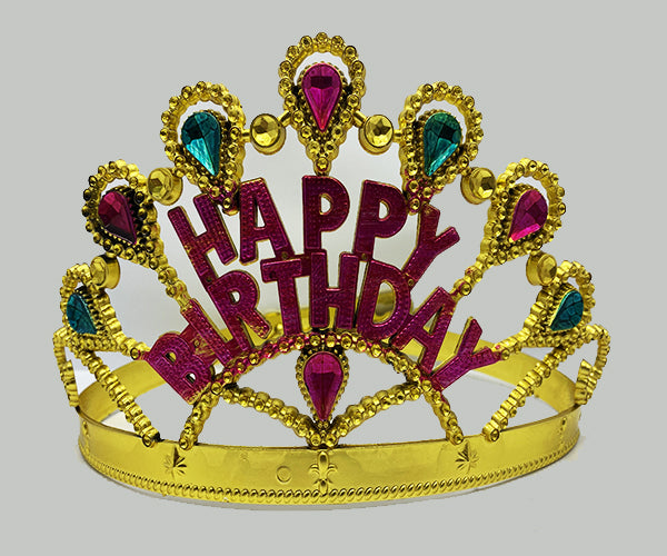 Altın Renk Happy Birthday Yazılı Doğum Günü Tacı 60 cm (4887)
