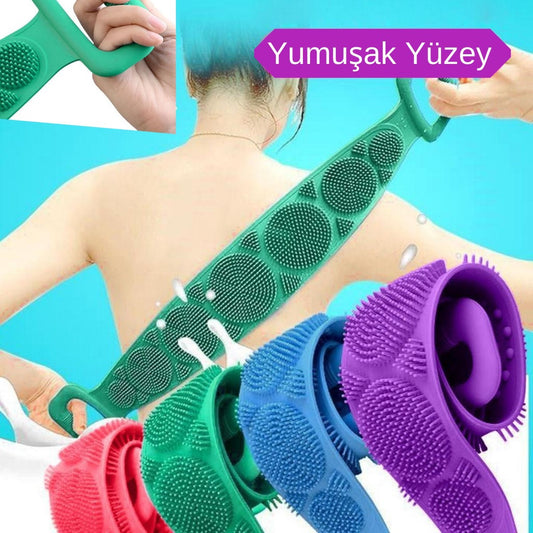 Çift Taraflı Banyo Hamam Lifi Silikon Masajlı Yumuşak Duş Lifi Uzun Ömürlü Hazır Banyo Kesesi (4887)