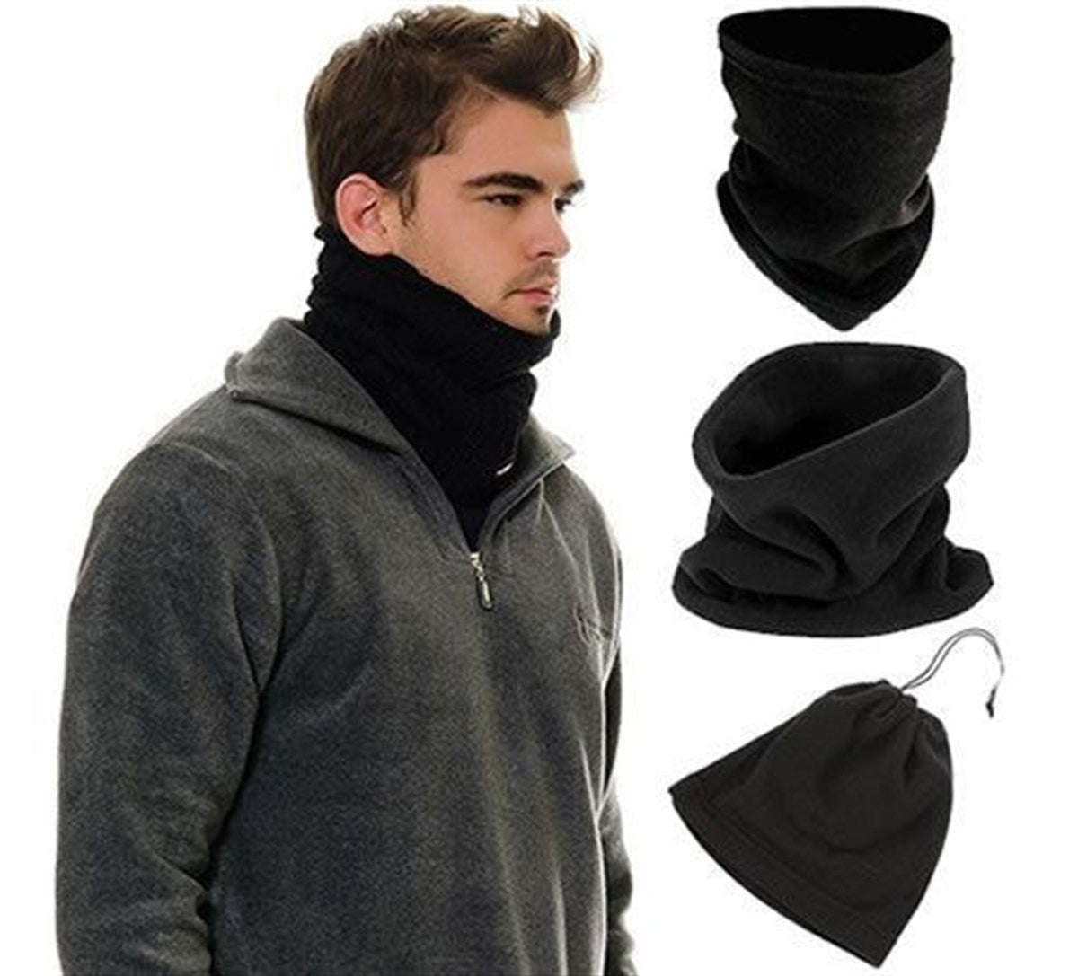 Çok Fonksiyonlu Unisex Terletmez Kumaş İpli Polar Bere Boyunluk (4887)