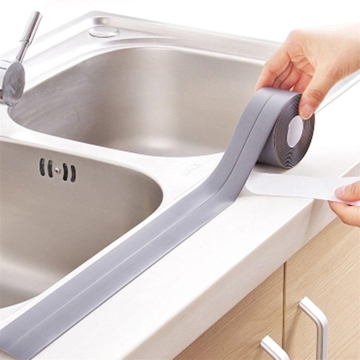 Gri Su Sızdırmaz Banyo Mutfak Lavabo Küvet İzolasyon Şerit Bant (4887)
