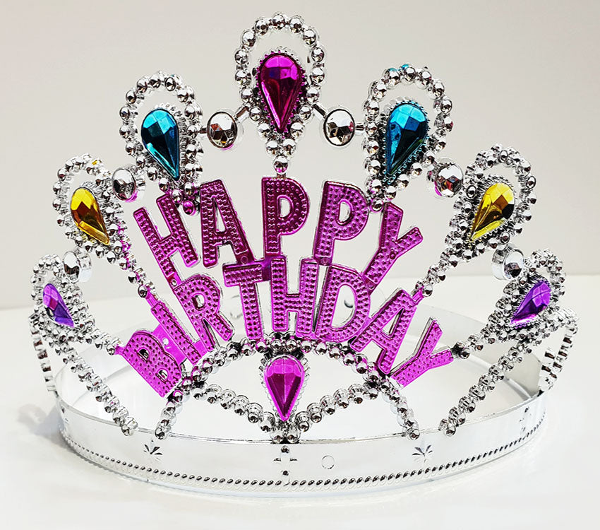 Gümüş Renk Happy Birthday Yazılı Doğum Günü Tacı 60 cm (4887)