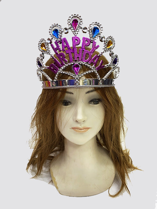 Gümüş Renk Happy Birthday Yazılı Doğum Günü Tacı 60 cm (4887)