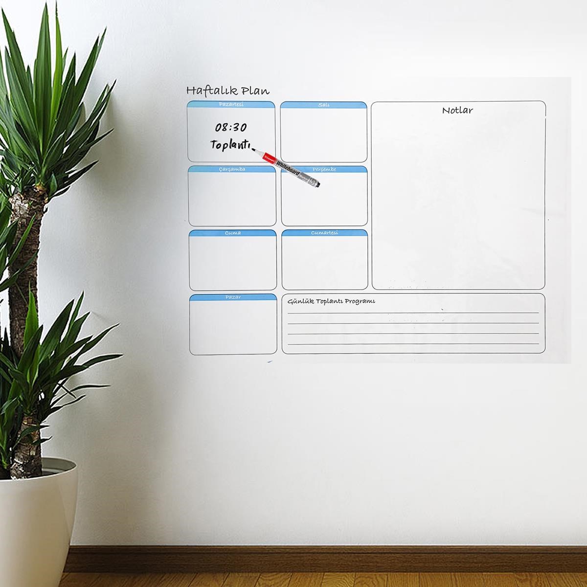 Haftalık Planlayıcı Manyetik Duvar Stickerı Takvim 70 cm x 56 cm (4887)