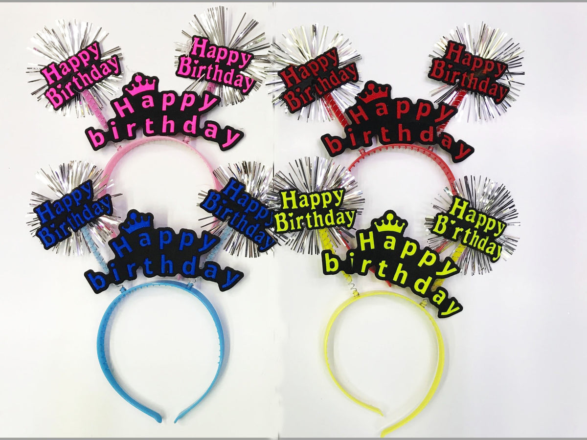 Happy Birthday Neon Renk Doğum Günü Tacı 12 Adet (4887)