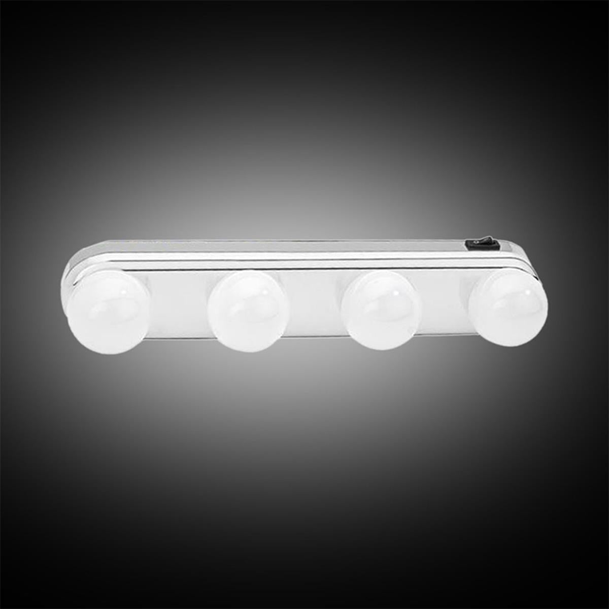 Kablosuz Parlak Banyo Stüdyo Makyaj Aynası Işığı Pilli Vantuzlu Taşınabilir 4 Led Ampul (4887)