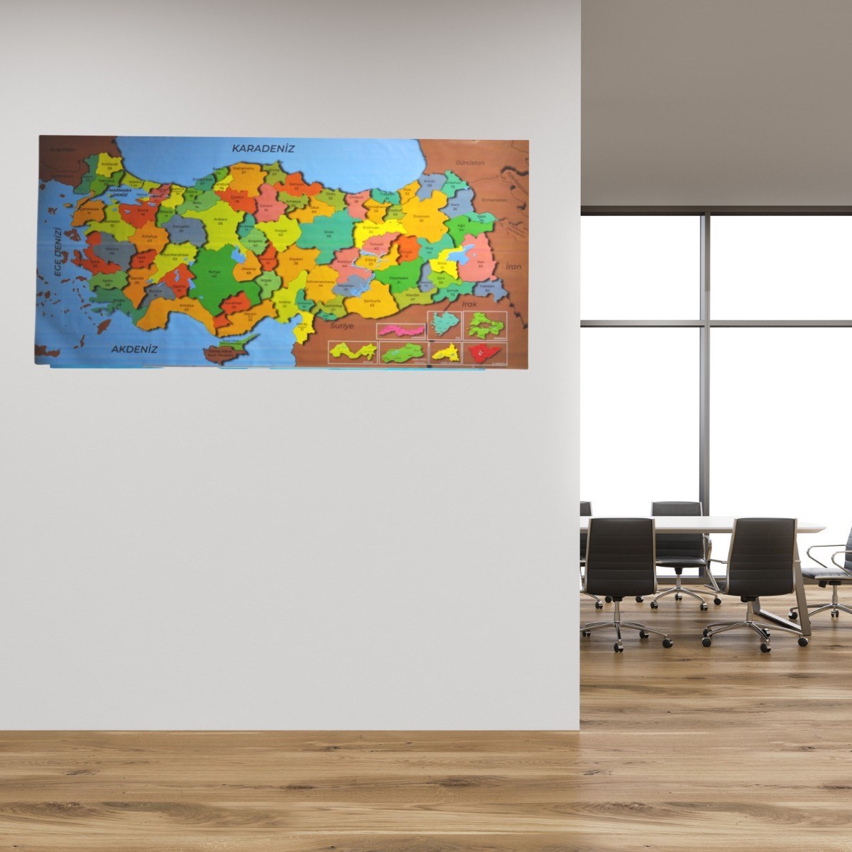 Renkli Türkiye Haritası Manyetik Yapıştırıcı Gerektirmeyen Duvar Stickerı 118 CM * 56 CM (4887)